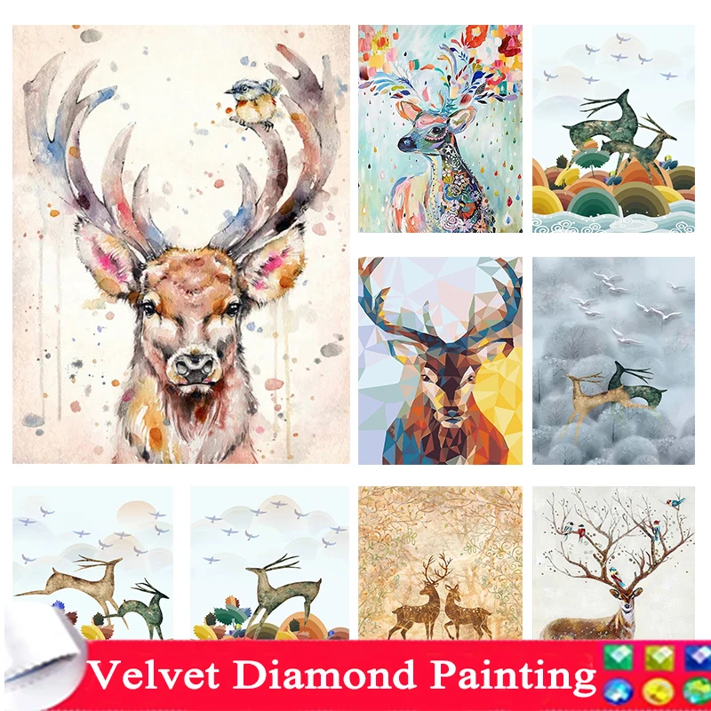 

5D DIY Diamond Painting Sika Deer Elk Full Round Diamond Mosaic Animal Diamond Embroidery Kit Rhinestone Home Art Decoration 459