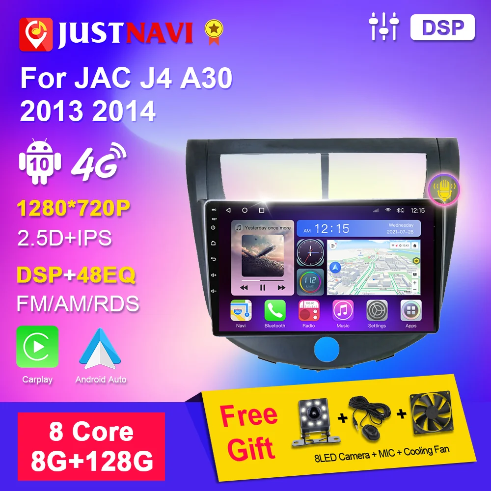 

IPS Car Radio For JAC J4 A30 2013 2014 Autoradio Car Navigation Video Multimedia Audio WiFi Carplay 4G BT Android 10.0 8G 128G