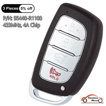 KEYECU 자동차 스마트 리모컨 키 교체 포브, 4 버튼, 433MHz 4A 칩, 현대 HB20 2020 2021 2022 2023 95440-R1100