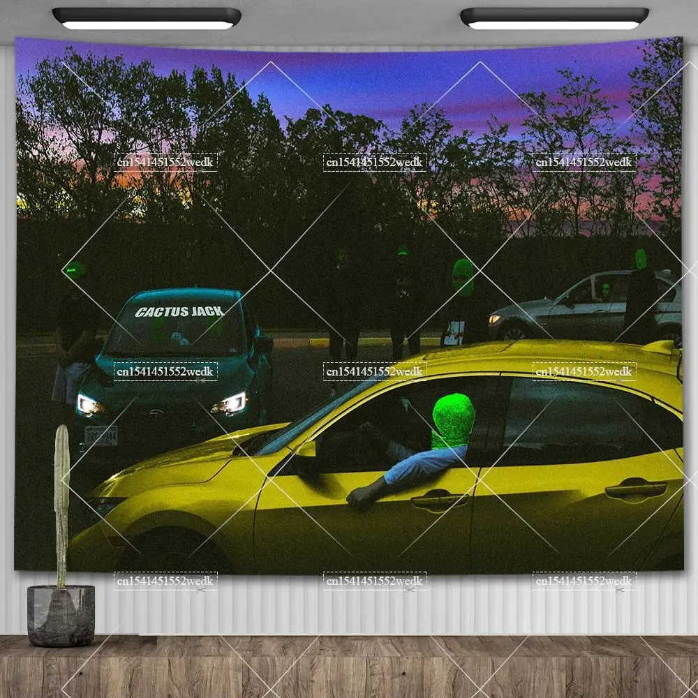 Travis Scott Tapestry Album Jackboys Cover Wall Hanging Tapestry Aesthetic Room Decoration Tapestries Home Decor Wallpapers