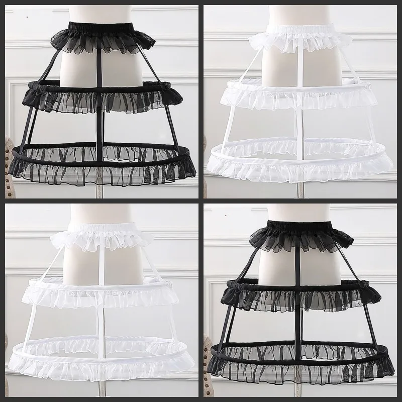 Black or White Short Petticoats for Wedding Lolita Woman Girl Underskirt Crinoline Fluffy Pettycoat Hoop Skirt