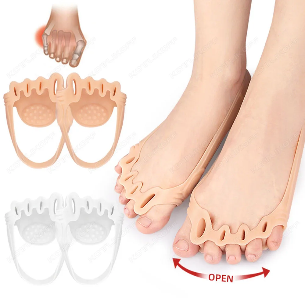 5 Holes Toe Splitter Forefoot Pads Pain Relief Overlapping Toe Separator Breathable Separators Straightener Foot Care Tools