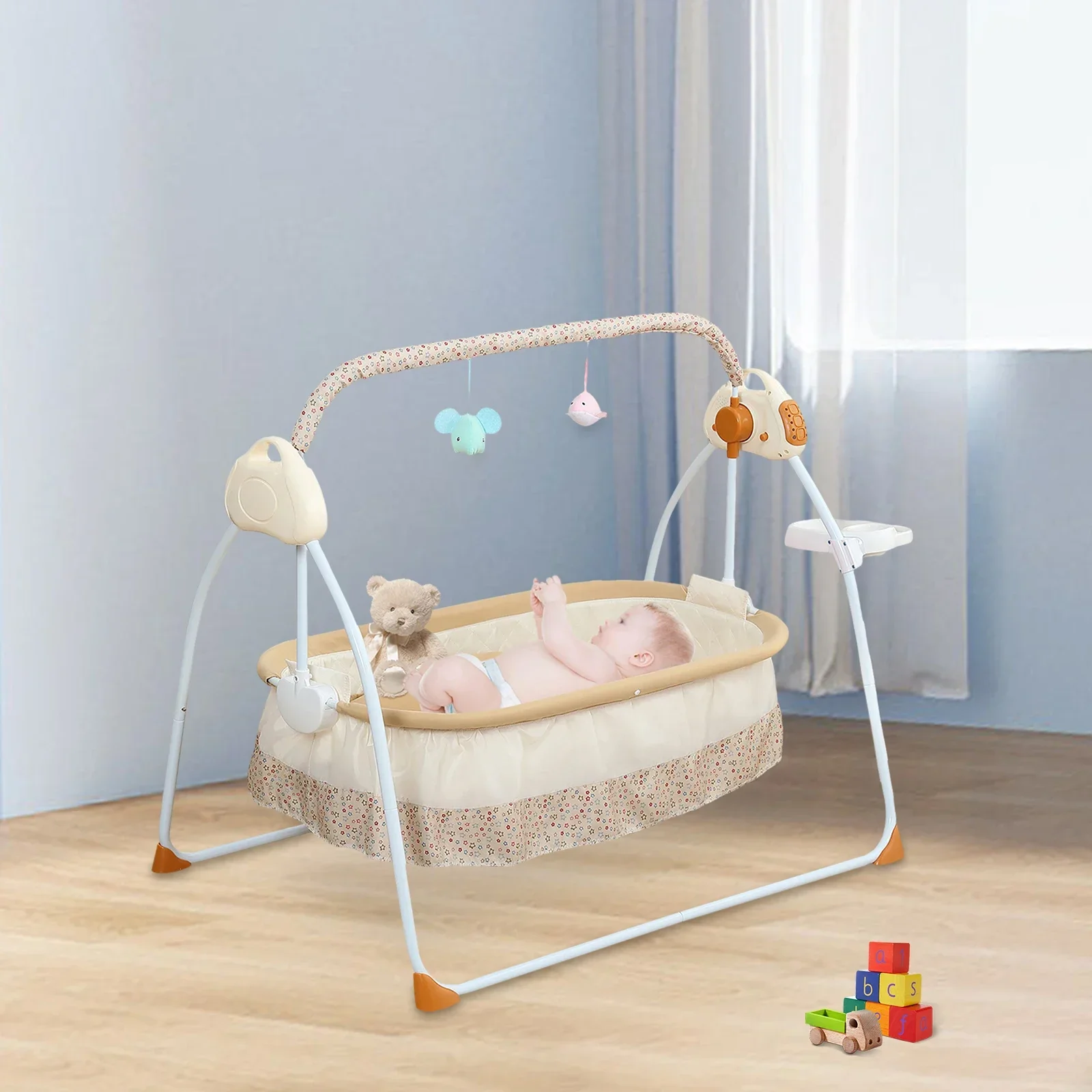 BYMAOCAR Foldable Baby Bassinet, Electric Baby Crib Cradle, 0-18 MonthsInfant Bed Auto Swing W/ Music, 25KG/55LBS Capacity S23354560d8b64779b065cdb4b45c39d8h
