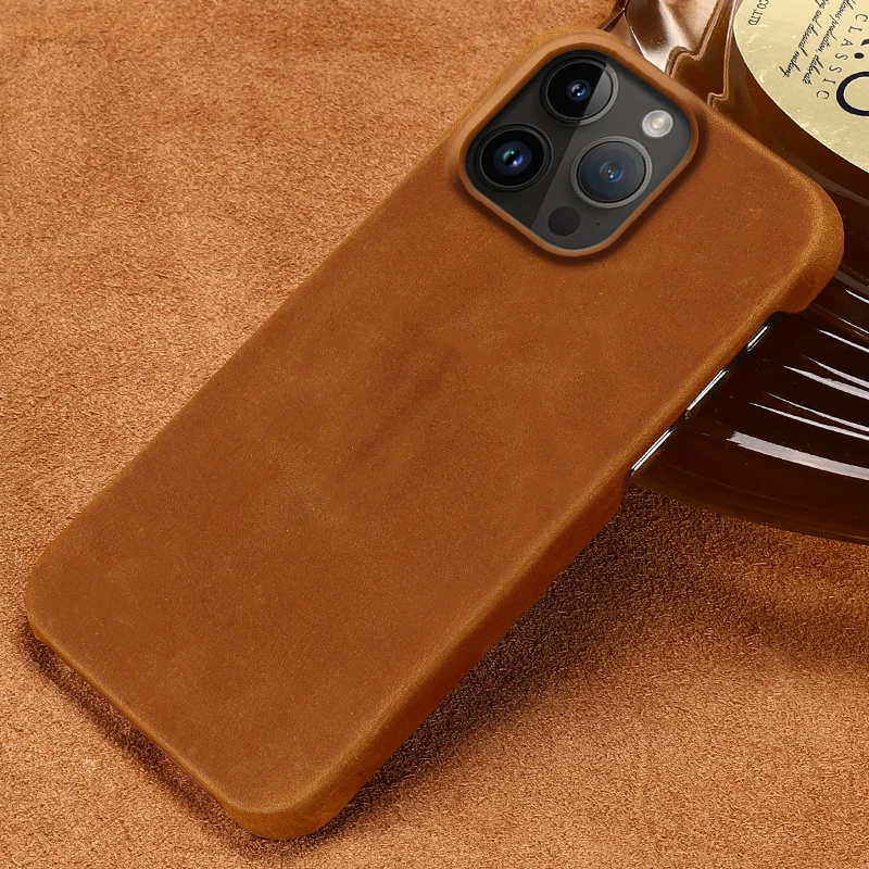 

Langsidi Genuine Leather phone case for iphone 14 15 pro max 12 13 pro Luxury Retro Shock resistance Cover