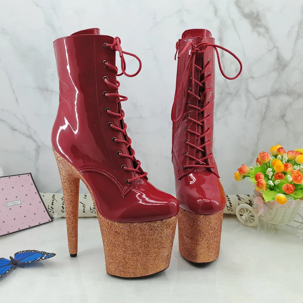 Leecabe RED Glitter 20CM/8inches Pole dancing shoes High Heel platform