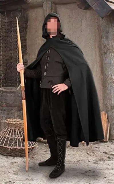 Mantello Medievale Uomo - Gotico Con Cappuccio, Per Costumi Vampiro, Mago O Cavaliere - Foto 10
