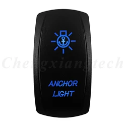 12V 20A Blue LED Waterproof Laser Rocker Switch - IP68 Rated (ANCHOR LIGHT)