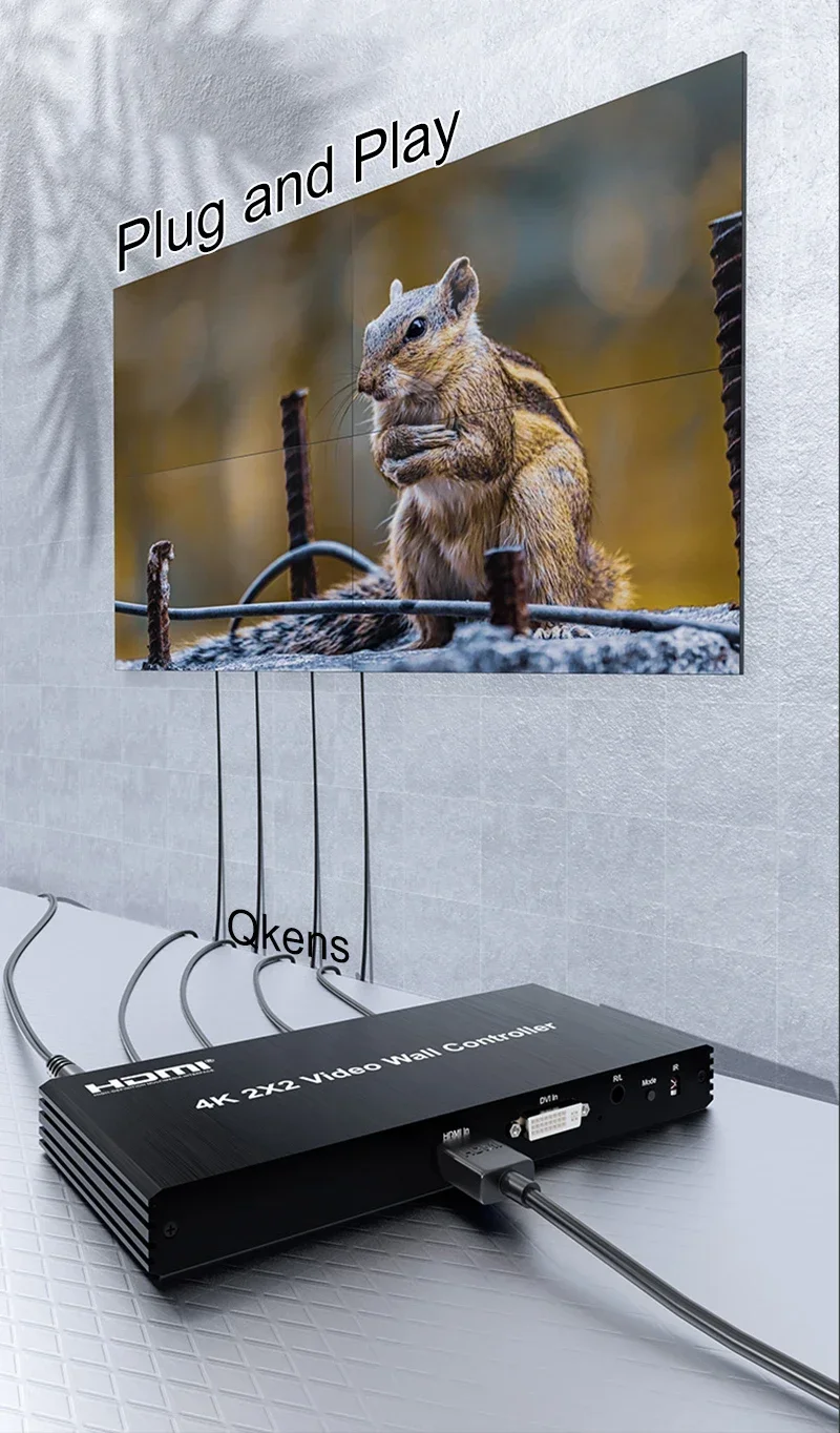 4K 2x2 비디오 월 컨트롤러 TV 스플라이서 1x2 1x3 1x4 DVI HDMI 멀티 스크린 스플라이싱 TV 월 프로세서 180도 가능 °   플립 엣지 조정