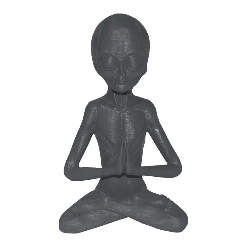 

Alien Figurine Wear-Resistant Anti-Fade Meditating Alien Sculpture Hand-Polished Statue Decor Home Ornament Resin Craft For