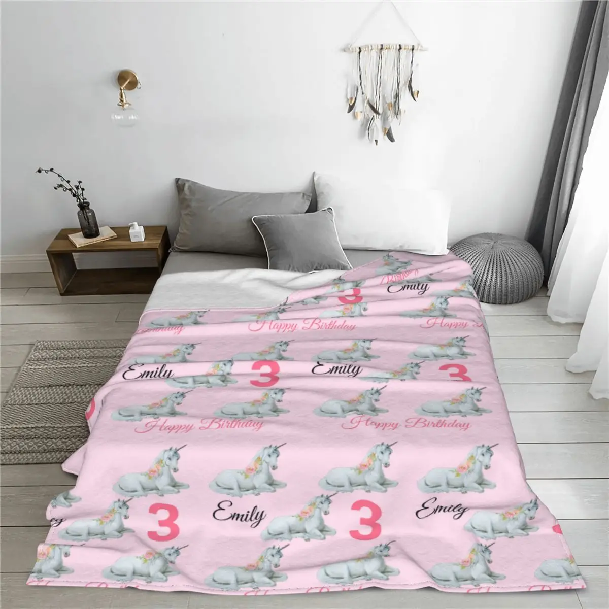 Pink Art Unicorn Blankets Fleece Summer Cute Animal Multifunction Super Soft Throw Blanket for Bedding Outdoor Rug P