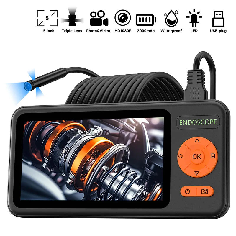 5'' IPS Screen Industrial Endoscope HD1920P 5MP Autofocus Camera ...