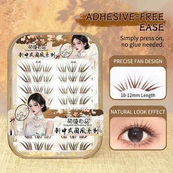 Glue-Free Self Adhensive Lash Clusters Korean Style Deep Brown False Eyelash Natual Long Segemented Manga Eyelash Extensions 1