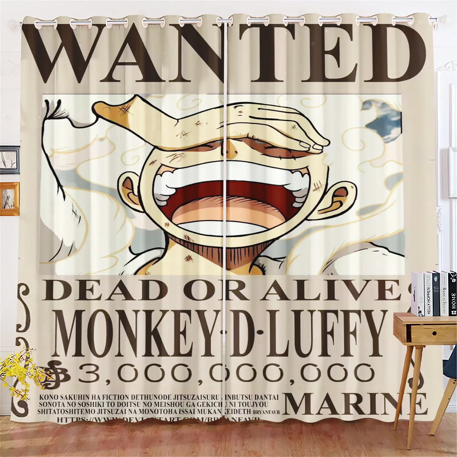 Cartoon Curtain Monkey D Luffy Gear 5 One Piece Cute Printing Home Curtains Living Room Bedroom Heat And Sun ProtectionCustom 5