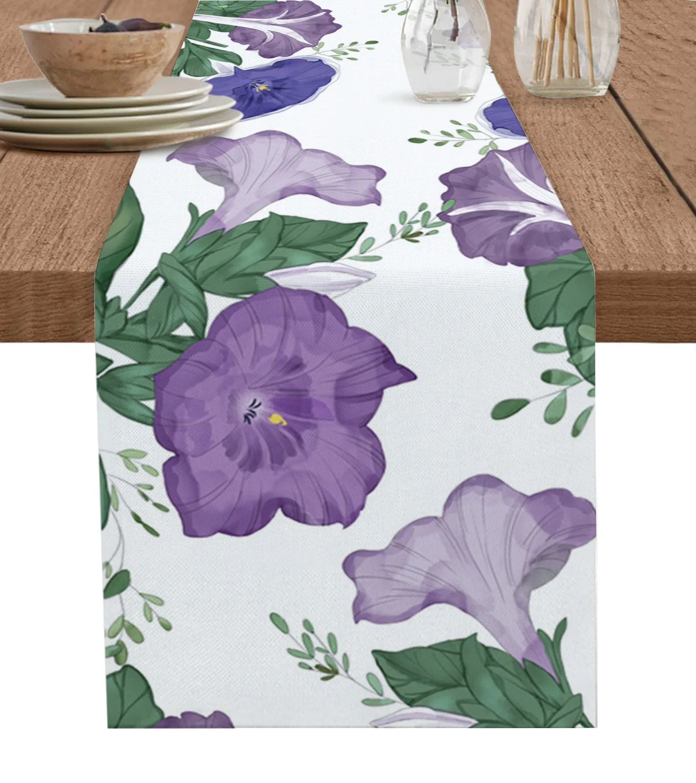 

Purple Plant Flower Illustration Table Runner Decoration Home Decor Dinner Table Decoration Table Decor