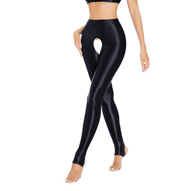 Women's Sexy Glossy Pantyhose Hollow Out Leggings Stretchy Cut Out Pencil Pants Erotic Nightwear Femmeal Erotic Stockings