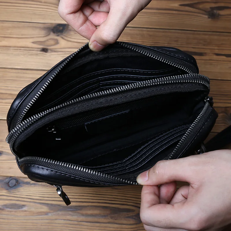 NZPJ Leather Men's Handheld Bag Original Natural Cowhide Mobile Phone Bag Casual Long Wallet Business Clip Bag Id Bag Bank Card