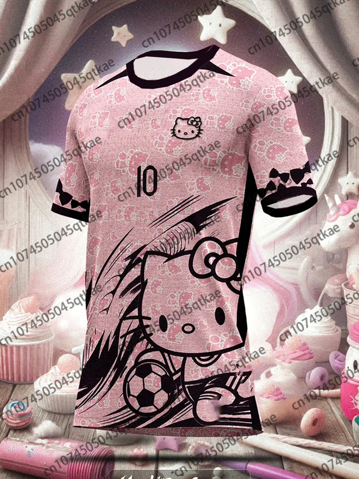 Special Edition Sanrio Hello KItty 3D Print Football Jersey O-neck