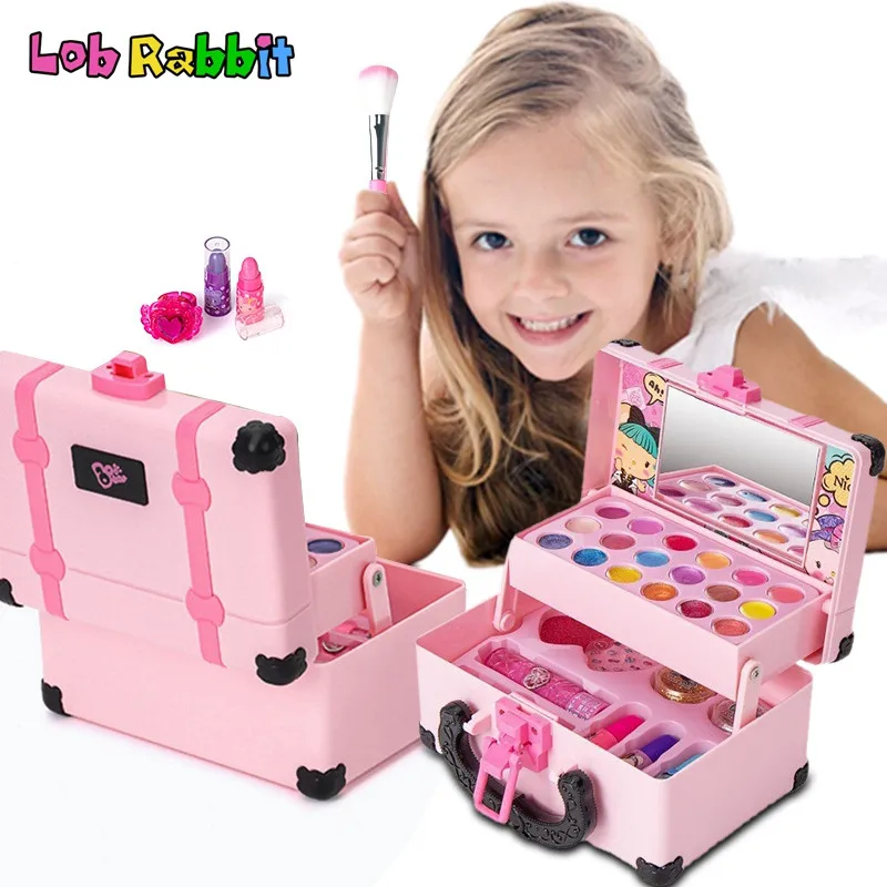 ChildrenPretendPlayGirlsMakeupBoxToysSetLipstickBlushCosmeticsKidsEducationalGame