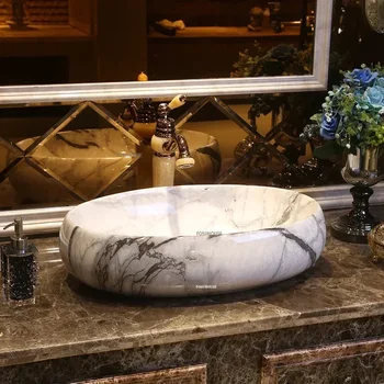 Nordic Marbling อ่างล้างหน้าเฟอร์นิเจอร์ห้องน้ําเซรามิครูปไข่อ่างล้างหน้าห้องน้ําอ่างล้างจานชามอ่างล้างหน้าอ่างล้างหน้าอ่างล้างจานชาม 1