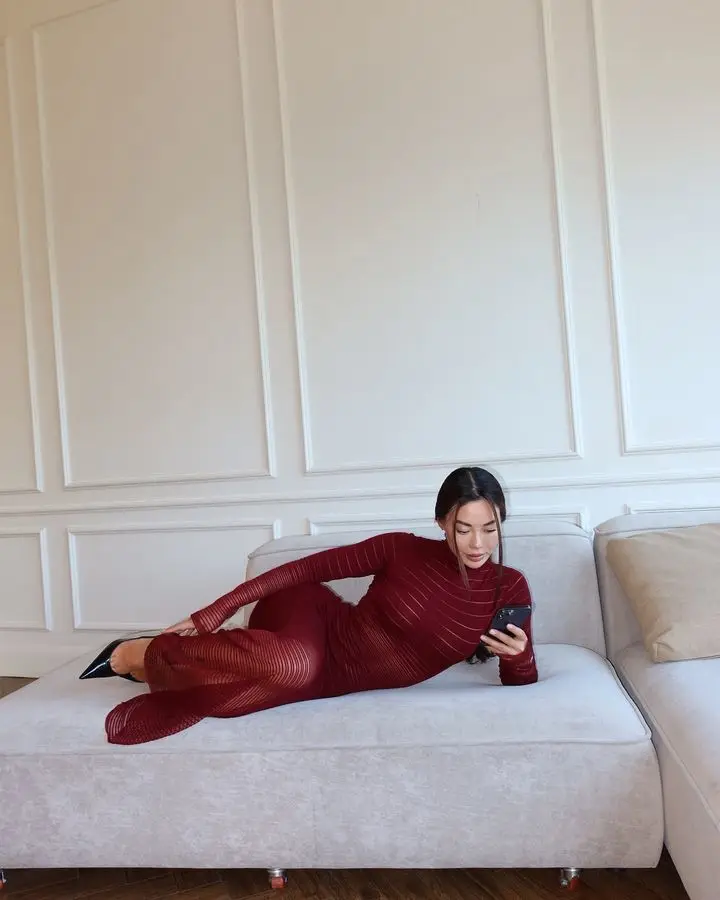 Elegant Long Sleeved Sweater Knit Dress Women Stretch Tight Striped Bodycon Party Evening Dress Fashiona Street Vestido