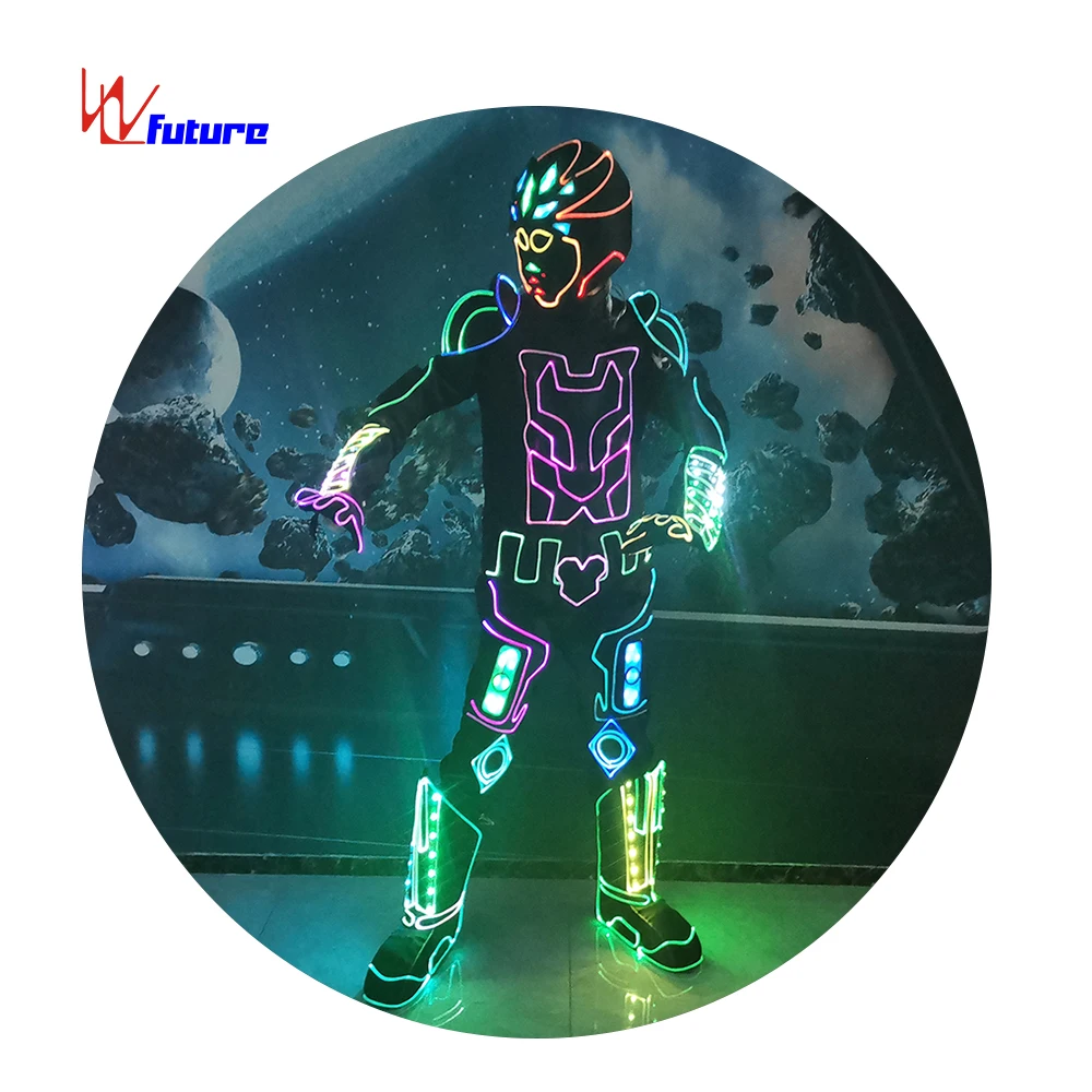 

future Programmable Futuristic Clothing LED Robot Costume Fiber Optic