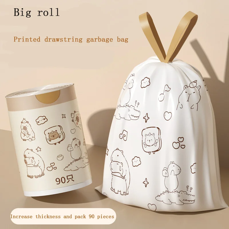 Trash Bags Garbage Bags 90pcs/roll Cartoon Thickened Garbage Bag Self-sealing Leakproof Trash Bags Kitchen Waste Bag Large Quantities Meet Daily Needs