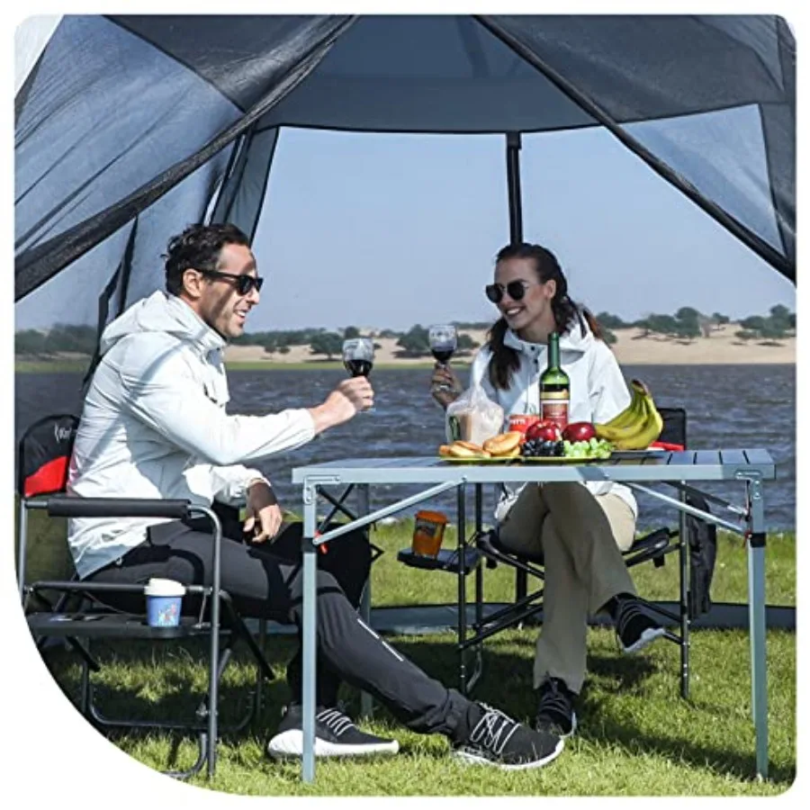 Aluminum Folding Lightweight Roll Portable Stable Table for Camping Picnic Barbecue Backyard Party Indoor Outdoor Oversize Silv