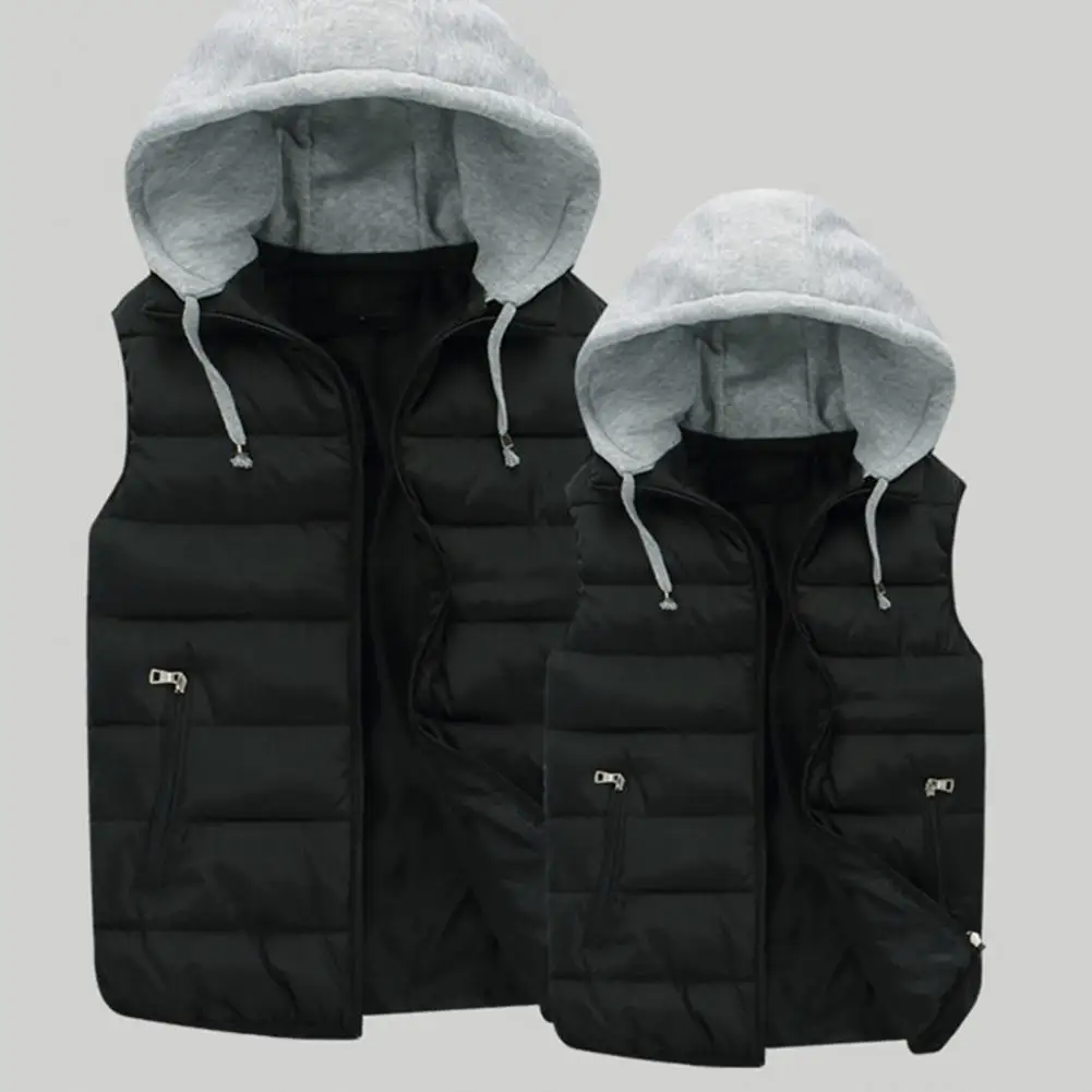 Winter Warm Vest Men's Waterproof Hooded Zipper Vest for Autumn Winter Warm Cold Sleeveless Jacket with Casual Style Winter Men