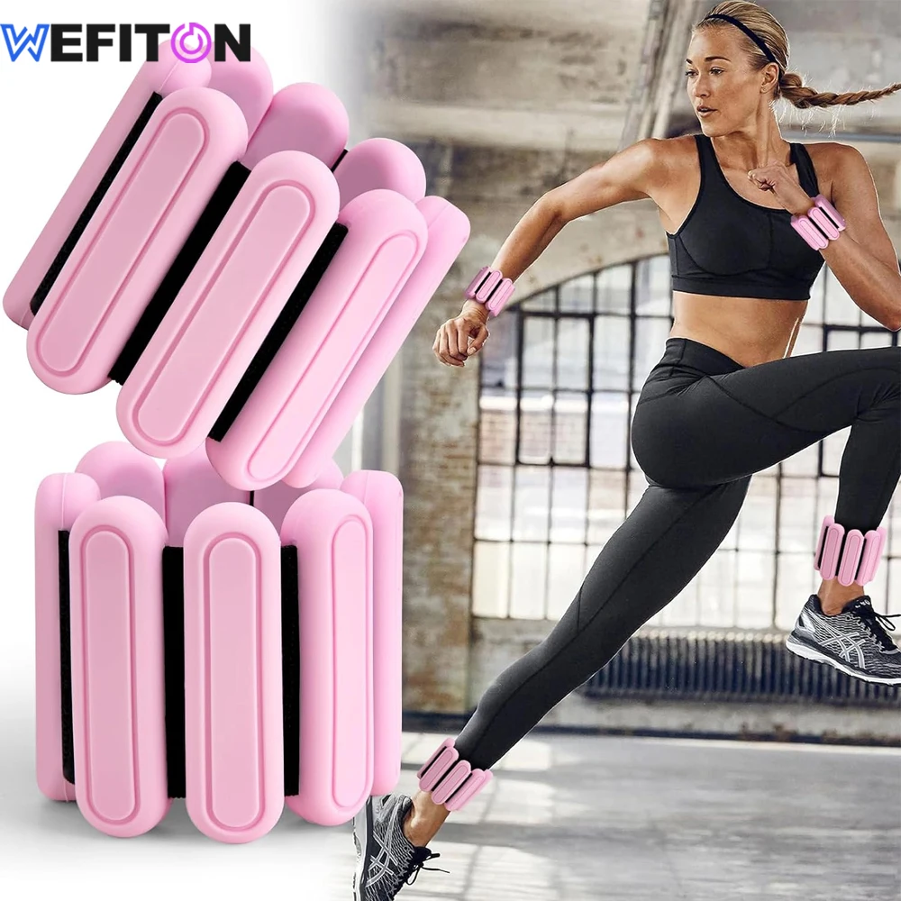 1Pair Adjustable Ankle & Wrist Weights 1Lbs/0.45kg Each Wearable Silicone Straps ankle straps ankle wrist weights