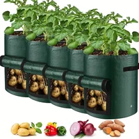 5PCs Garden Supplies Vegetable Plant Grow Bag Planting Container Bag Thicken Garden Pot  DIY Potato Grow Planter PE Cloth