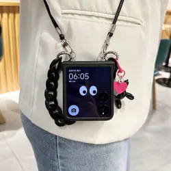Luxury Crossbody Lanyard Rope Phone Case with Cute Dog Pendant Cover - Razr 60 Pro (Long Short Lanyard)