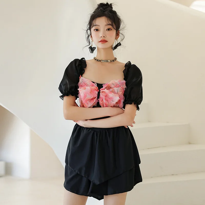 

2023 New Korea Large One Piece Swimwear Women's Conservative Skirt Style Covers The Belly and Slim Chest Swimwear Wisuwore