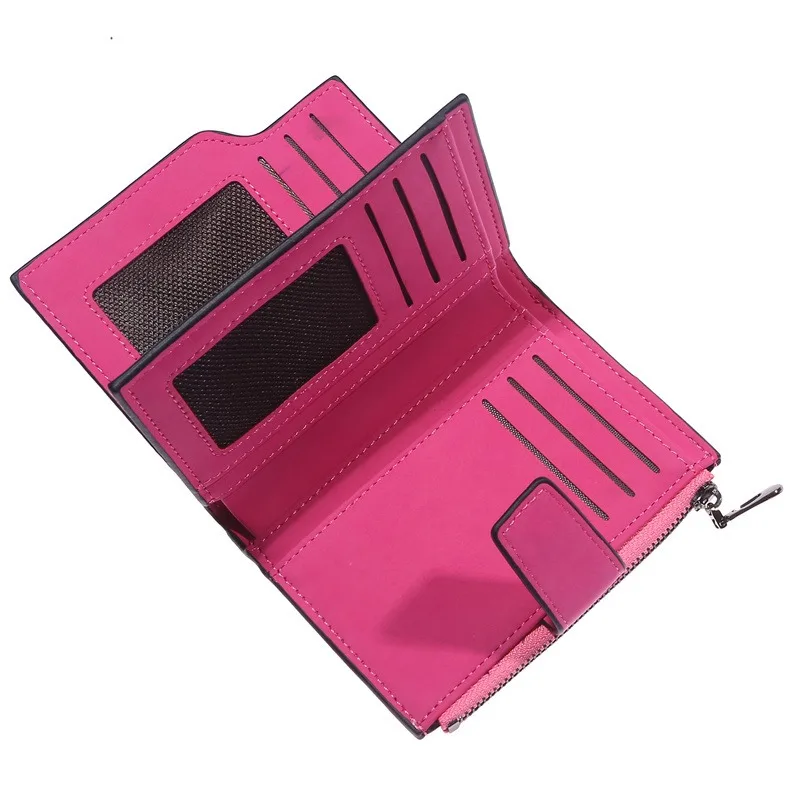 Fashion Women's Short Wallets PU Leather Matte Small Casual Coin Purse Zipper Money Bags Hasp Clutch Credit Card Holder Clip 3