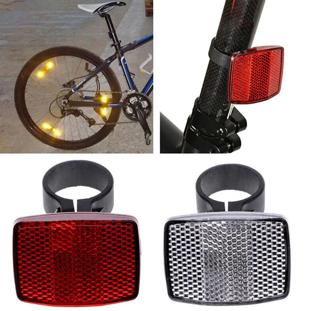 NEW Front & Rear Bike Bicycle Reflector Set Red White Fixings Mounting Bracket Warning Light Safety Lens Bicycle Accessorie