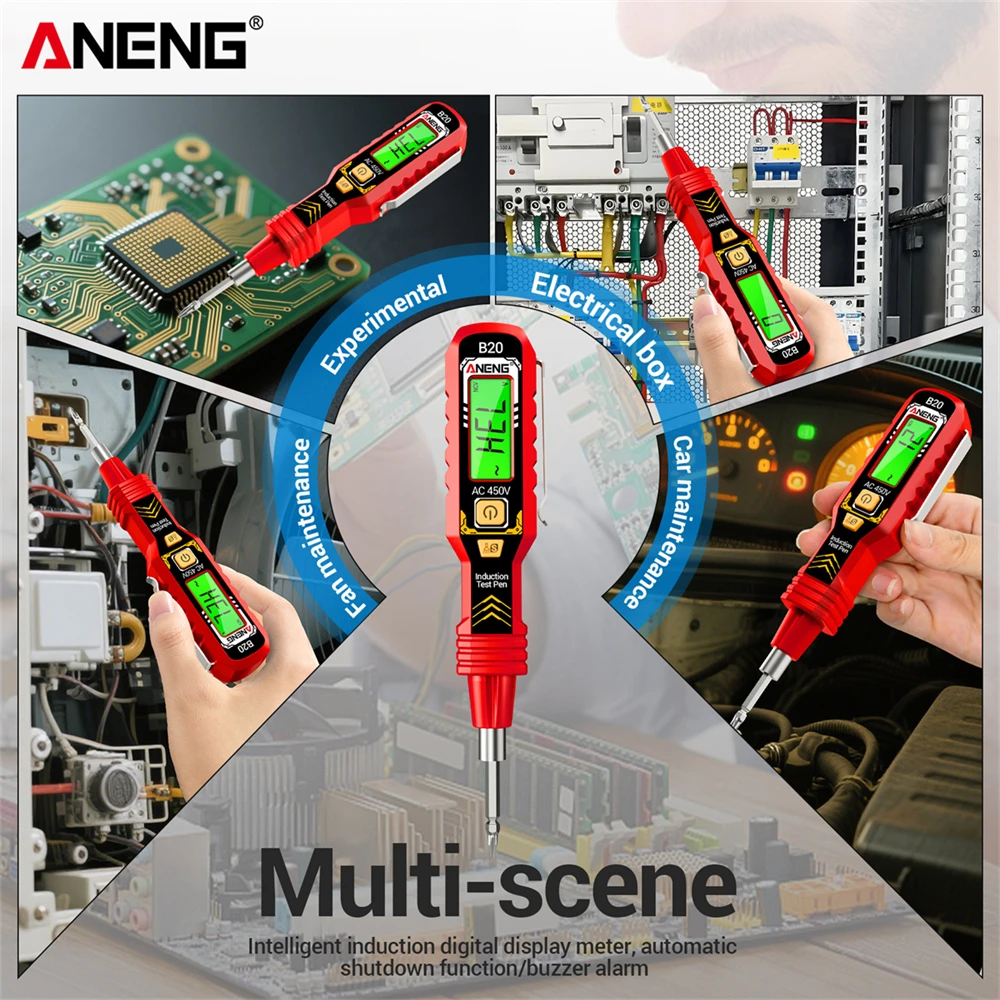 ANENG B20 지능형 전기 테스트 펜 크로스 드라이버 2-in-1 백라이트 색상 변경 알람 전기 테스트 장치