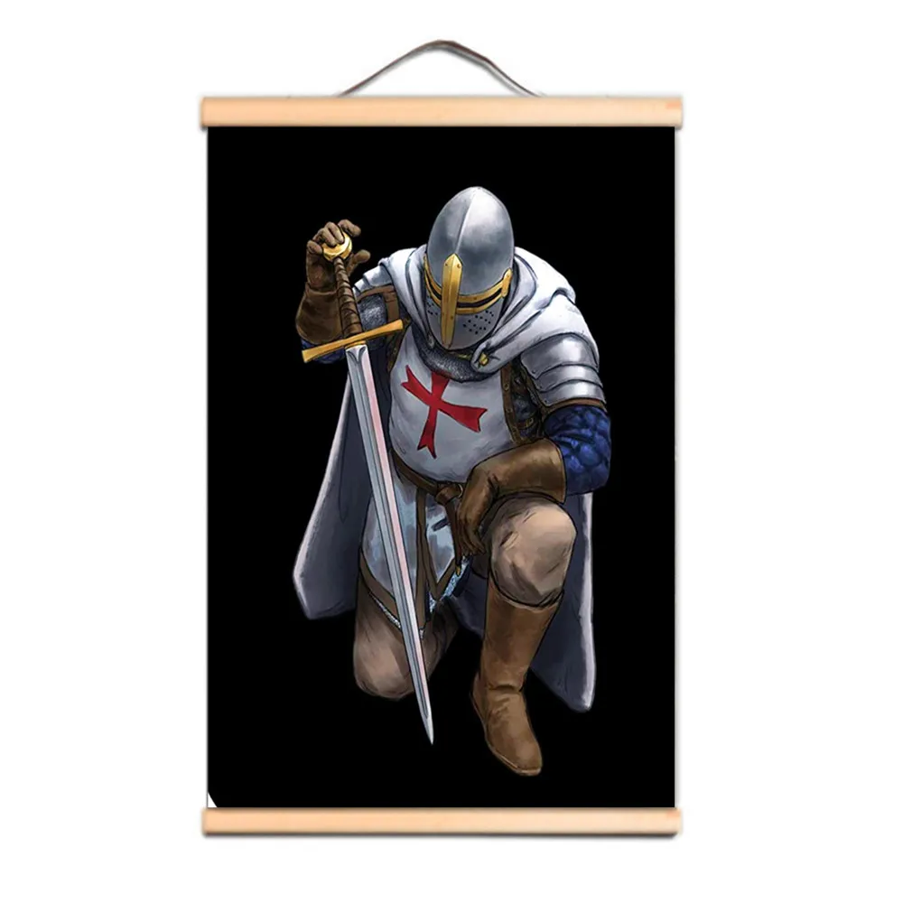 

Knights Templar Wall Art Posters Christian Crusaders Canvas Scroll Painting for Classroom Living Room Dormitory Home Decoration
