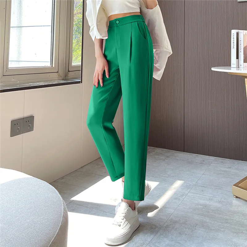 2023 ms haroun pants chun xia straight tall waist dress slacks thin women's nine points turnip pants live shot jeans women s shorts baby blue summer thin new panties loose straight hole five points