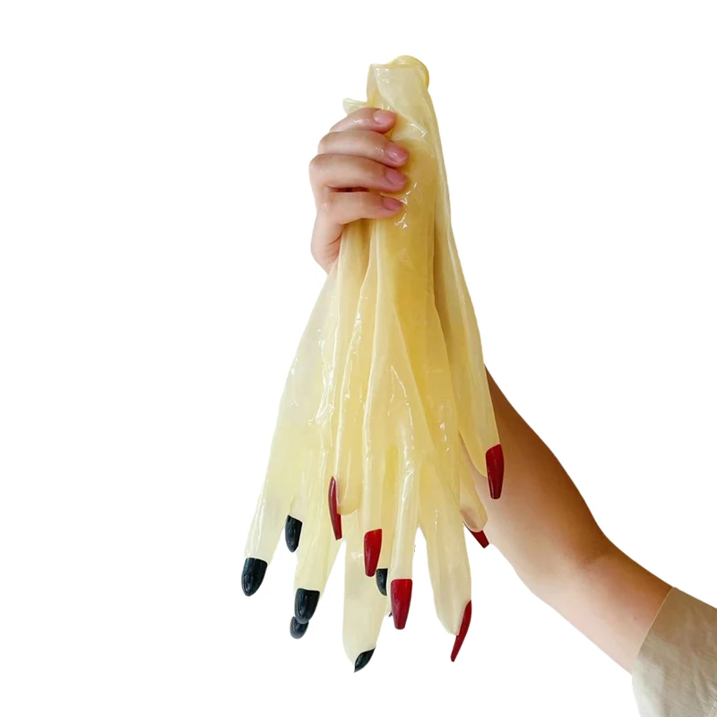 Cosplay Costumes Cosplay Gloves Kigurumi Pajamas Latex Gloves Transparent Latex Gloves Oil Shiny Glossy Ultra-Thin High Elastic With Long Nails Manicure kigurumi