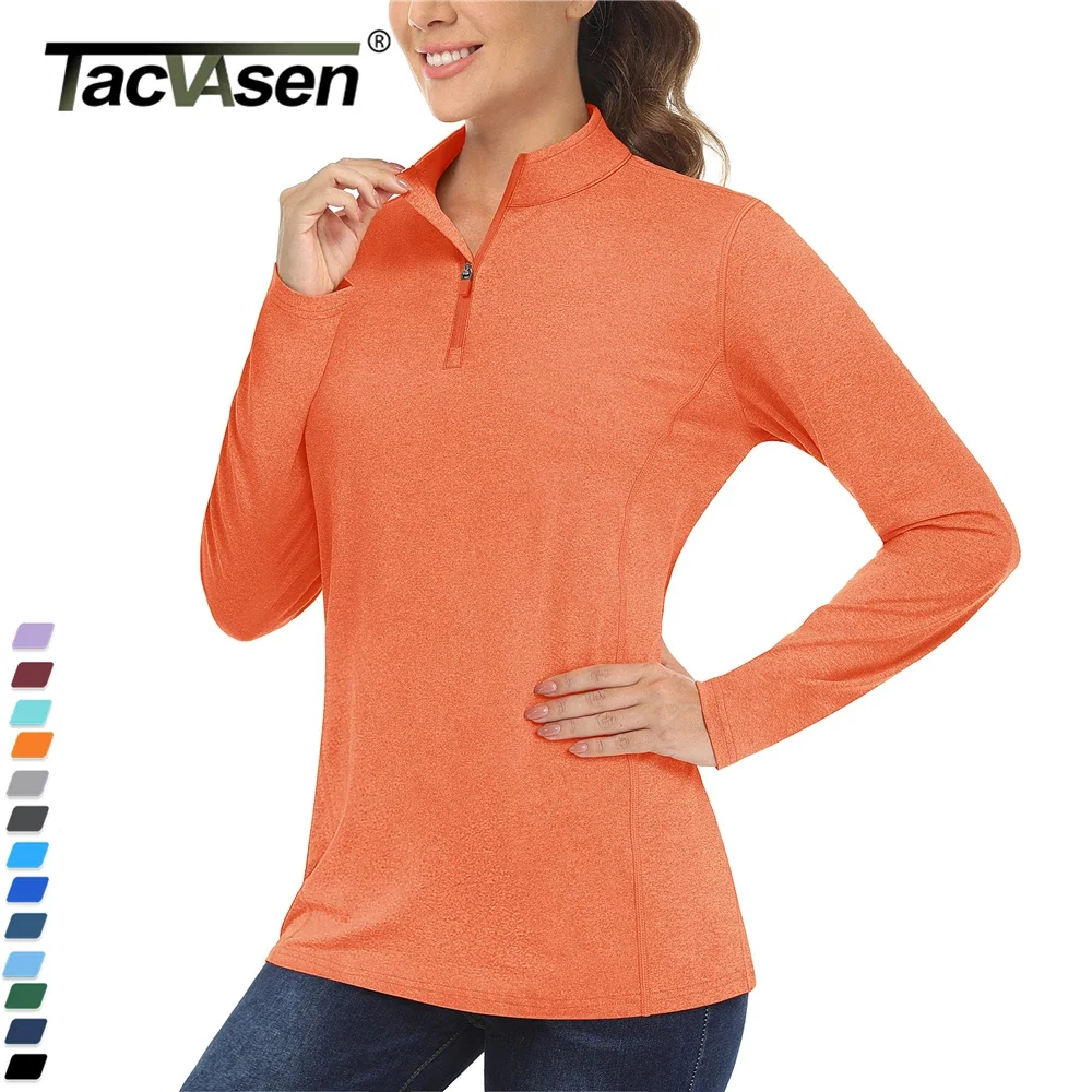 TRUEWERK B1 Women's Sun Hoodie - UPF 50+, Moisture Wicking, Thermo Regulating, Viz Orange, Medium