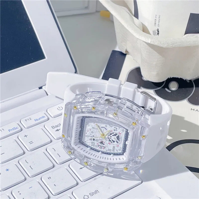 

Sport Rectangle Quartz Fashion Dial Casual Wrist Watches Rubber Strap Fashionable Clock Waterproof Wristwatch for Women