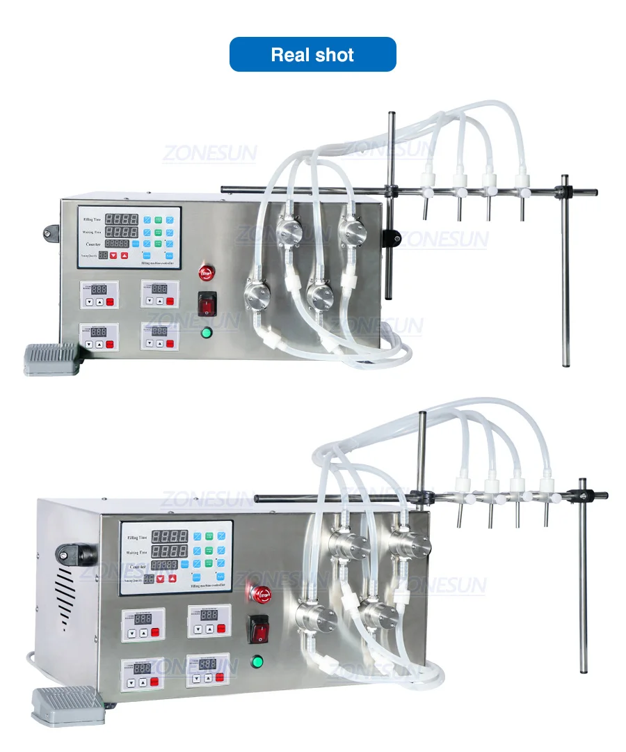 ZONESUN ZS-YTMP4S Semi-Automatic 4 Heads Magnetic Pump Liquid Filling Machine