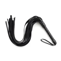 Elegant Black Faux Leather Riding Crop - Party and Flogging Whip (Black)