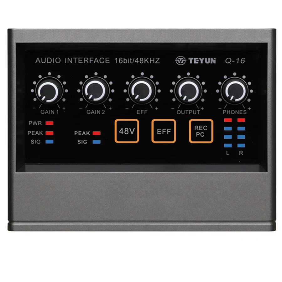 Interface de Áudio para Gravação Computador Unidade Gratuita Usb Placa de Som Externo para pc Pro Equipamento de Áudio Profissional Vídeo Teyunq16 - Image 2