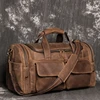 Retro Brown Men's Hand Luggage Bag Crazy Horse Leather Large Capacity Travel Bag Business Weekend One Shoulder Messenger Bag 3