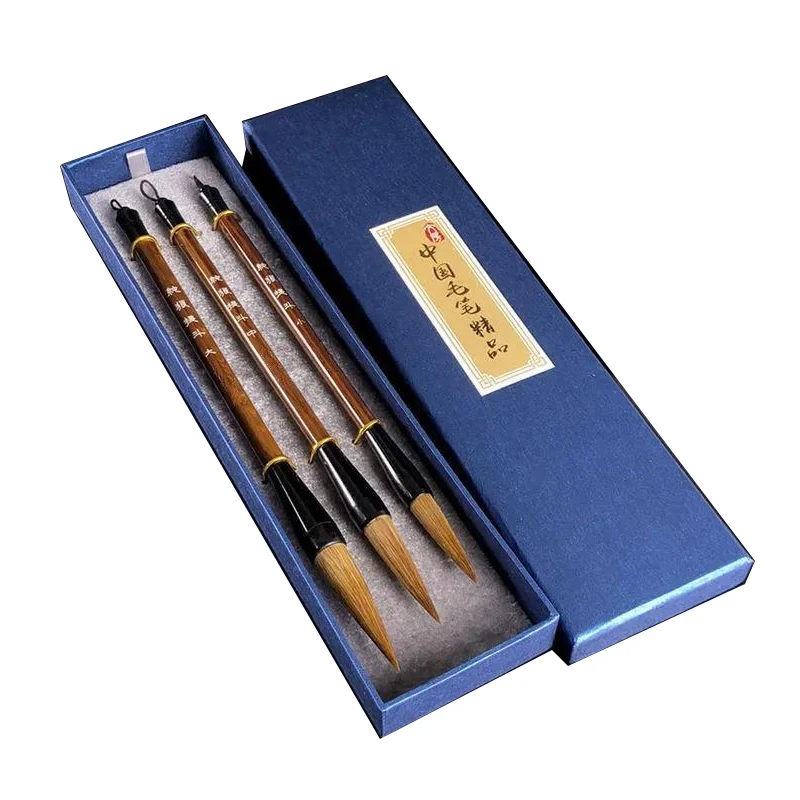 봄 축제 커플에 대 한 3 Pcs 하드 커버 서 예 쓰기 브러시 큰 중국어 그림 브러시 족제비 머리 일반 스크립트 펜