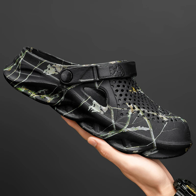 Men Summer Slippers thick Sole Mens clogs Sandals Hollow Breathable Flip Flops sandals Shoes Fashion Beach Slippers - Image 3