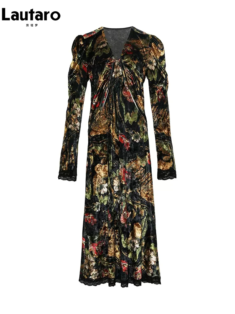knee length dresses for ladies Floral Print Square Neck Maxi Dress main image 1