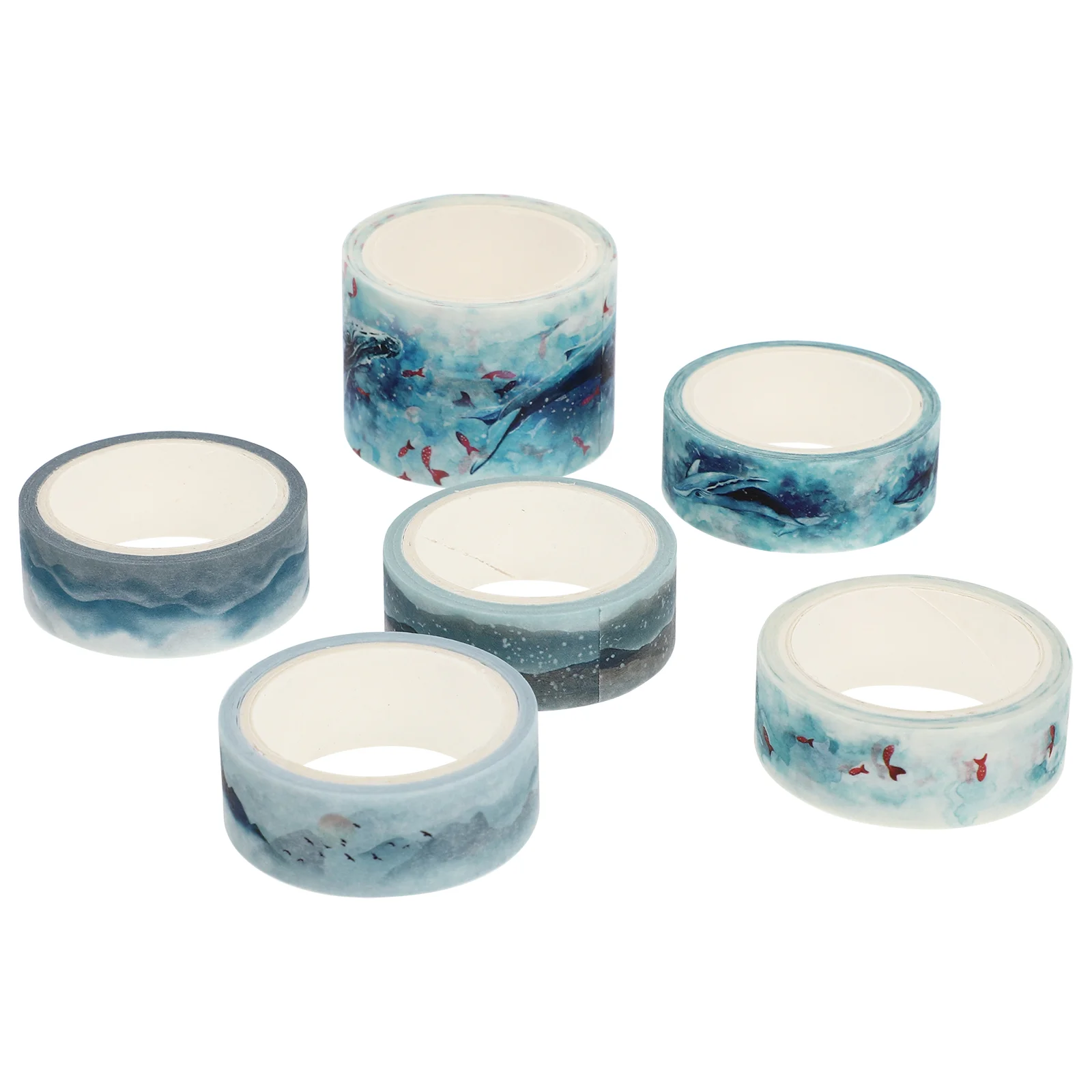 6 Rolls Duct Tape Pocket Stickers Decorative Adhesive Tapes Boxed Stationery Blue