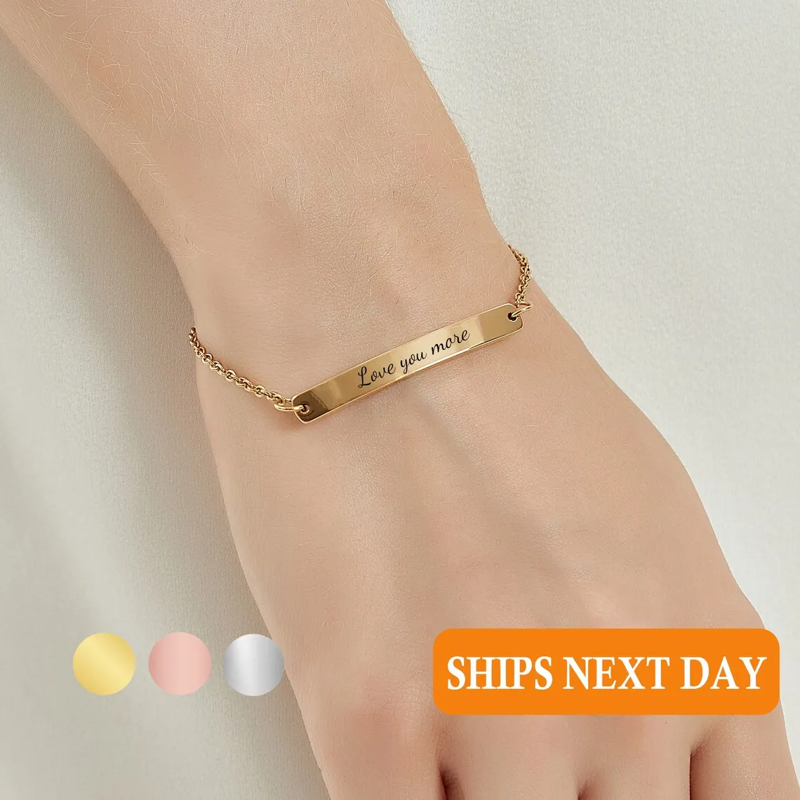 

Custom Name Bar Nameplate Bracelet Stainless Steel For Men Women Adjustable Link Chain Engrave Jewelry Gift