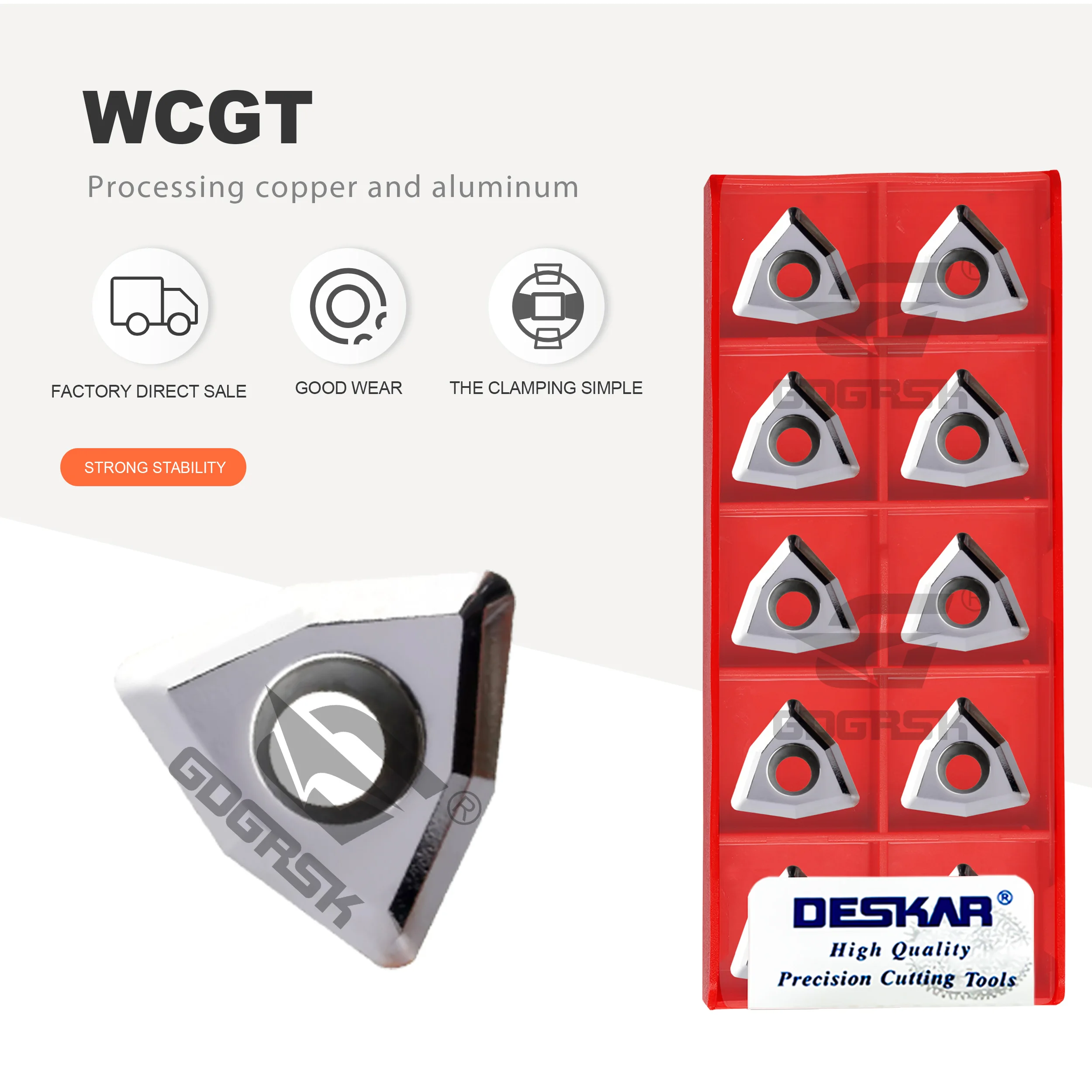 DESKAR WCGT030208/06T308/080412-AL K10 Drehmaschinen-U-Bohrklingen Schneidklingen Aluminium U-Bohr-Einsatz WCGT-Serie Klingen